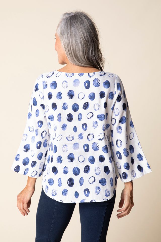 Habitat Linen Dot Button Up Blouse - Harper Greer
