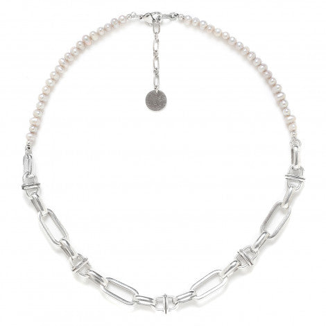 Ori Tao Pearl Chain Necklace in Silver