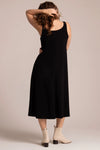 Sympli Square Neck Fit & Flare Dress in Black