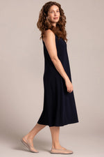 Sympli Square Neck Fit & Flare Dress in Navy