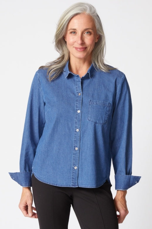 Habitat Perfect Travel Denim Shaped Shirt in Medium Denim