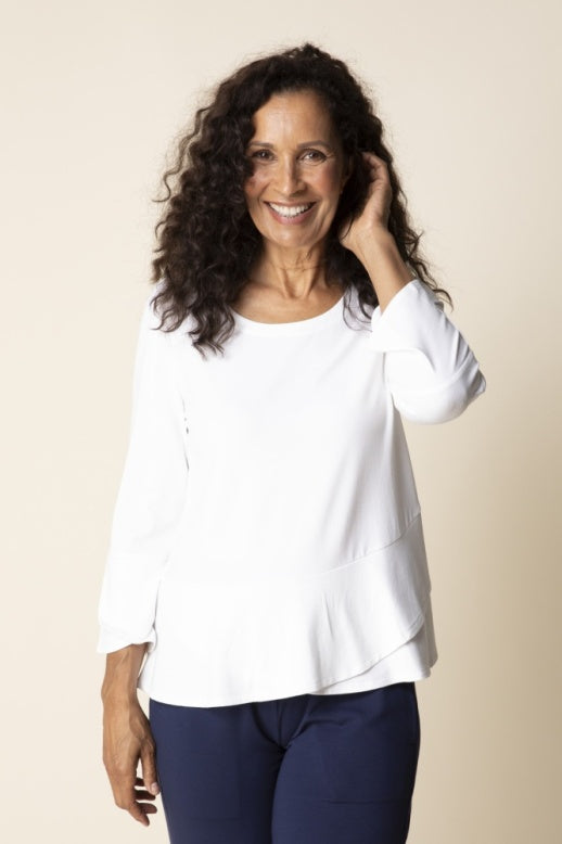 Habitat Core Travel Layered Wrap Top in White - Harper Greer