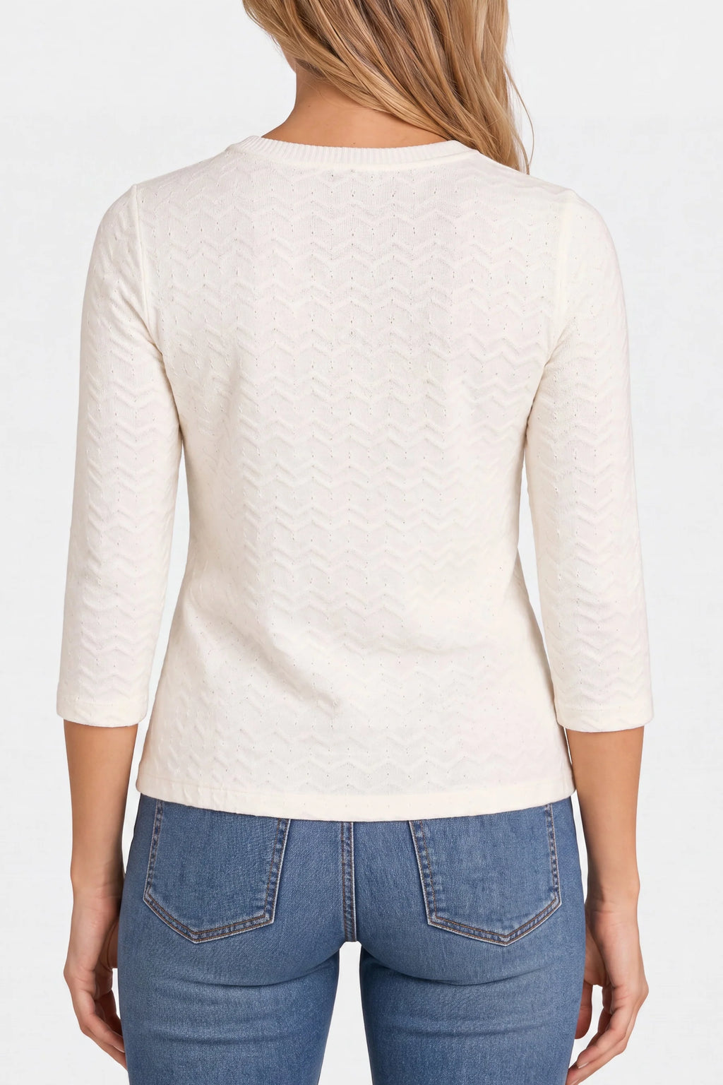LIVERPOOL 3/4 SLV CREW NECK IN FRENCH VANILLA - Harper Greer