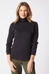 Habitat Cozy Rib Ruched Turtleneck in Black