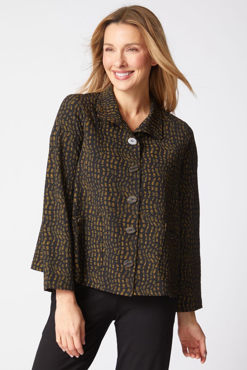 Habitat Crinkle Crepe Mosaic Easy Jacket in Lichen